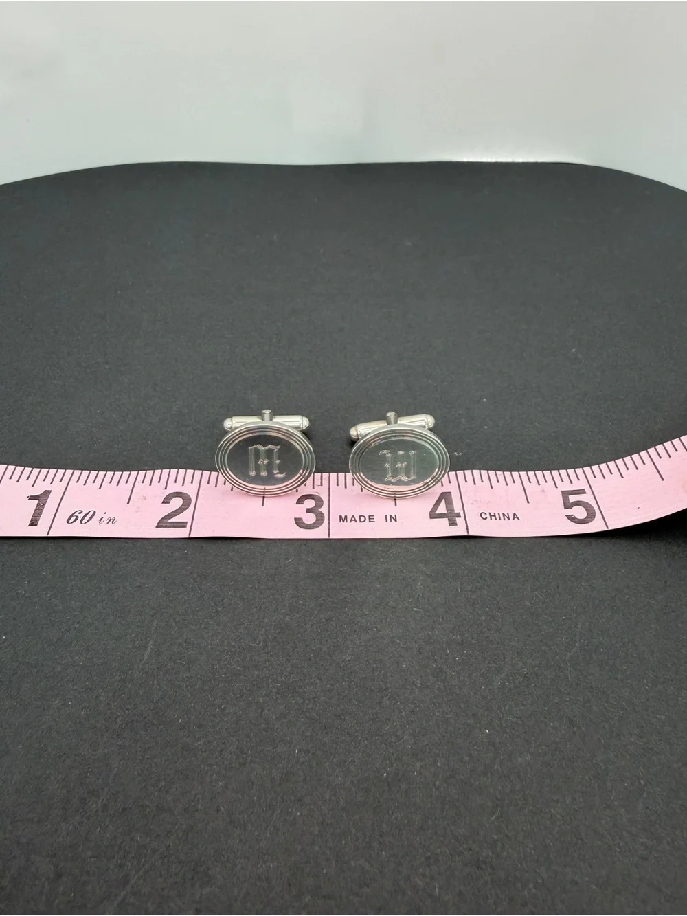 Vintage Tiffany & Co Classic Oval Cufflinks w Engraved M or W
